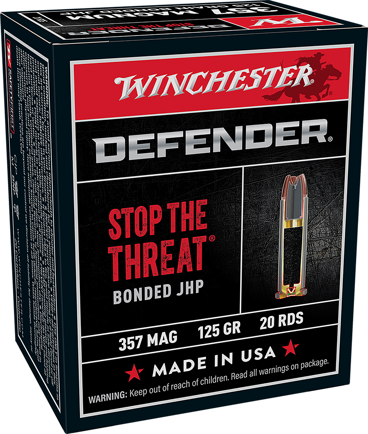 Winchester PDX1 Defender .357 Magnum 125 Gr Bonded Jacketed Hollow Point (JHP) - 20 Rounds
