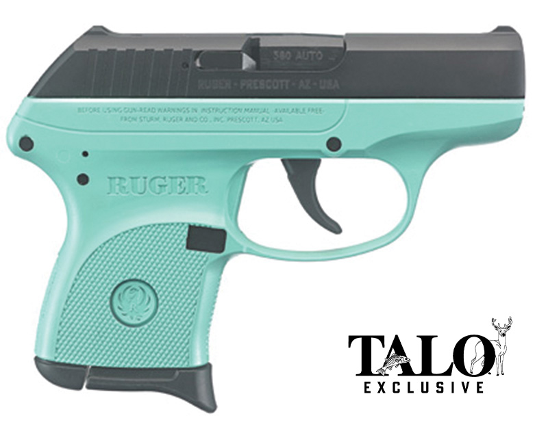 Ruger LCP .380 ACP 2.75 in Barrel Fixed Sights Blued/Turquoise Cerakote