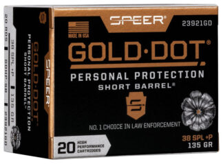Speer Gold Dot .38 Special +P 135 Grain GDHP Short Barrel, Nickel-Plated Brass, 20-Round Box
