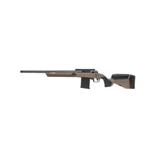 Savage 110 Core Tactical Left Hand 6.5 Creedmoor 24 in Threaded Barrel 10rd Tan Stock, right side view