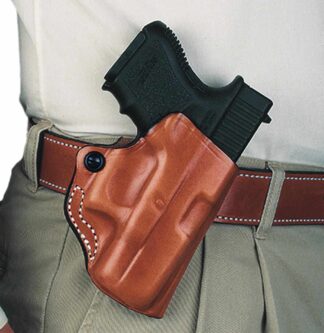 DeSantis 019 Mini Scabbard Glock 43 Tan Unlined Leather Belt Slide Holster (Right-Hand)