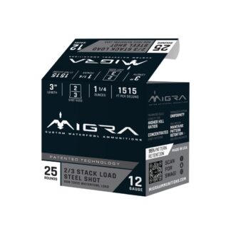 Migra Ammunition M-12AS2-3 12ga 3in Stacked Steel Shotshell #2 and #3, 1-1/4 oz, 25 Rounds