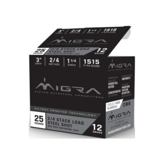 Migra Stack Load 12 Gauge 3 in Steel Shotshell, 1-1/4 oz #2 & #4, 25 Rounds