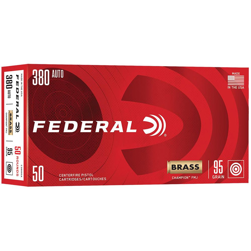 Federal Champion .380 ACP 95 gr FMJ 50 Rounds Per Box