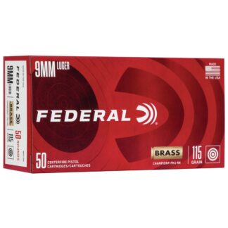 Federal Champion 9mm Luger 115 gr FMJ Ammunition, 50 Rounds Per Box