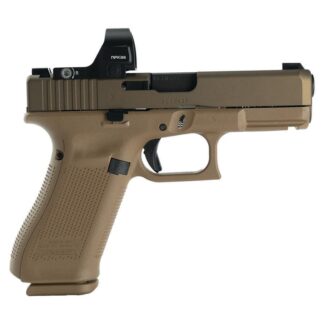 Glock V-Series Model 19 9mm Semi-Auto 4.02 in Barrel FDE Cerakote W/ Viridian RFX35, right side view