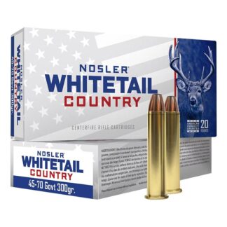 Nosler Whitetail Country 45-70 Government 300 Gr Straight-Wall 20 Rounds Per Box