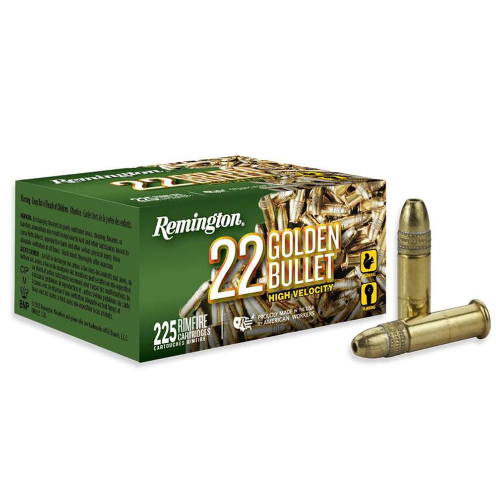 Remington Golden Bullet .22 LR 36 gr Plated Hollow Point High Velocity, 225 Rounds Per Box
