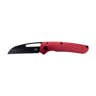 SOG Escape FL Folding Knife 3in Cryo 9CR Sheepsfoot Blade, Stainless Handle, Red/Black