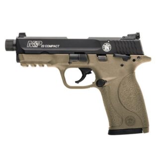Smith & Wesson M&P 22 Compact Series Handgun .22 LR 10rd Magazines (2) 3.3" Threaded Barrel FDE with Black Slide