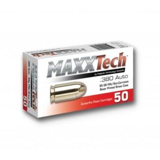 MaxxTech .380 ACP 95-Grain FMJ Brass Case Handgun Ammunition