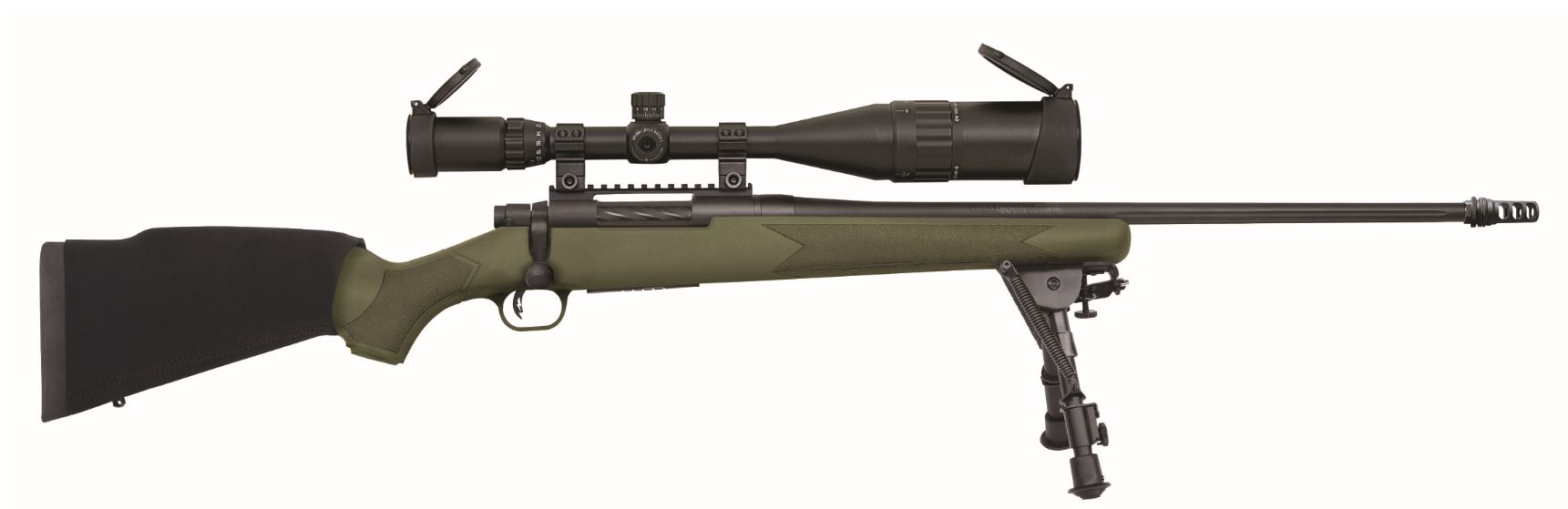 Mossberg Patriot Night Train .300 Winchester Magnum Bolt Action Rifle, 24 in, 3+1, Matte Blued/OD Green