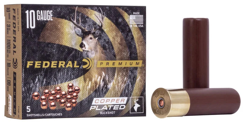 Federal Vital-Shok 10 Gauge 3.5 in 00 Buckshot, 18 Pellets, 2 1/4 oz, 5 Rounds