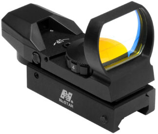 NCStar D4B Red Four Reticle Reflex Optic 1x 3 MOA Red Dot Multi Reticle, Black