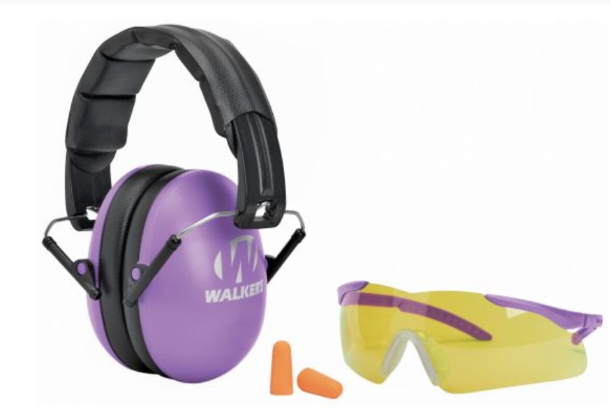 Walkers Youth/Woman Game Ear Passive Over-the-Head Muff & Glasses Combo Kit, Purple