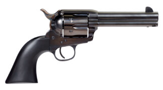 Taylors & Company 555161 Devil Anse  45 Colt (LC) Caliber with 4.75" Blued Finish Barrel, 6rd Capacity Blued Finish Cylinder, Color Case Hardened Finish Steel Frame & Matte Black Wood Grip