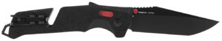 S.O.G SOG11120441 Trident AT 3.70" Folding Tanto Plain Black TiNi Cryo D2 Steel Blade/Black w/Red Accents GRN Handle Features Line Cutter/Glass Breaker