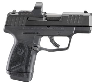 Ruger 3523 Max-9 w/Optic Compact 9mm Luger 12+1 3.20" Black Oxide Alloy Steel Barrel & Serrated w/Optic Slide, Black Polymer Frame, Textured Grip, Ruger ReadyDot Micro Reflex Sight, Shield RMSc/JPoint