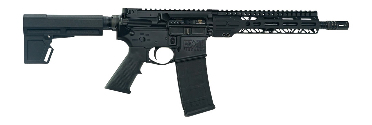 Faxon Firearms FXSPT3B105GA9 Sport 300 Blackout 30+1 10.50" Salt Bath Nitride Threaded Barrel, Aluminum Receiver w/Picatinny Rail, M-LOK Handguard, Black Polymer KAK Shockwave Pistol Brace, A2 Style