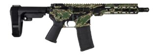Shark Coast Tactical SCC07305TGR-P Tiger Stripe 5.56 NATO 30+1 Black Nitride Threaded Barrel, Aluminum Receiver w/Picatinny Rail, M-LOK Handguard, Polymer SB Tactical SBA3 Brace, Magpul MOE Grip, Righ
