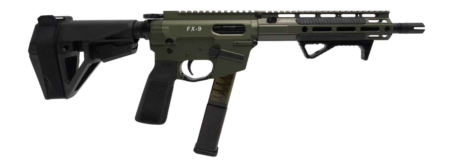 Freedom Ordnance FX9P Elite 9mm Semi-Auto 10 in Barrel OD Green Anodized Receiver W/ SBA5 Brace