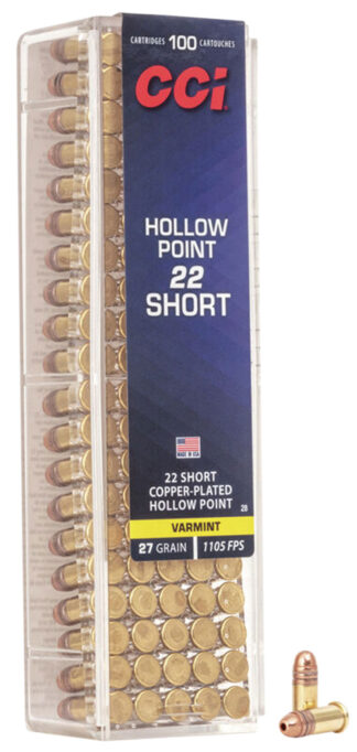 CCI High Velocity .22 Short 27 gr Copper-Plated Hollow Point 100-Round Box