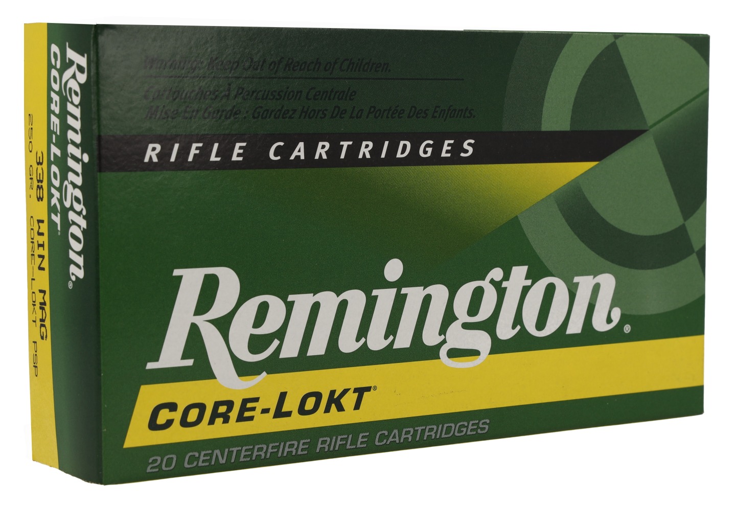 Remington Core-Lokt .338 Winchester Magnum 250 Grain Core-Lokt Pointed Soft Point, 20 Rounds/Box