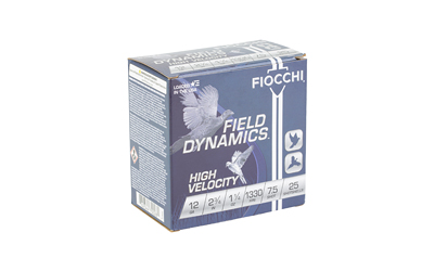 Fiocchi Field Dynamics High Velocity 12 Gauge 2 3/4 in #7.5 Lead Shot, 1 1/4 oz, 25 Rounds