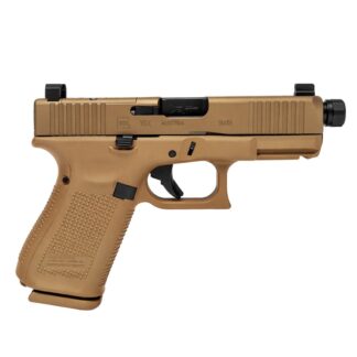 Glock V-Series Model 19 w/HUSH Slide Lock Handgun 9mm Luger 15rd Magazines(3) 4.6" Threaded Barrel Suppressor Sights FDE USA