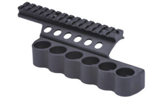 Mesa Tactical SureShell Side Saddle with Rail, 12 Gauge, 6-Shell, 5.5 in, Black