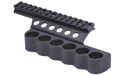 Mesa Tactical SureShell Side Saddle with Rail, 12 Gauge, 6-Shell, 5.5 in, Black