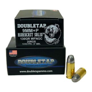Double Tap Hardcast Solid 9mm Luger +P 130 gr Hard Cast Solid 1310 fps 20 Rounds